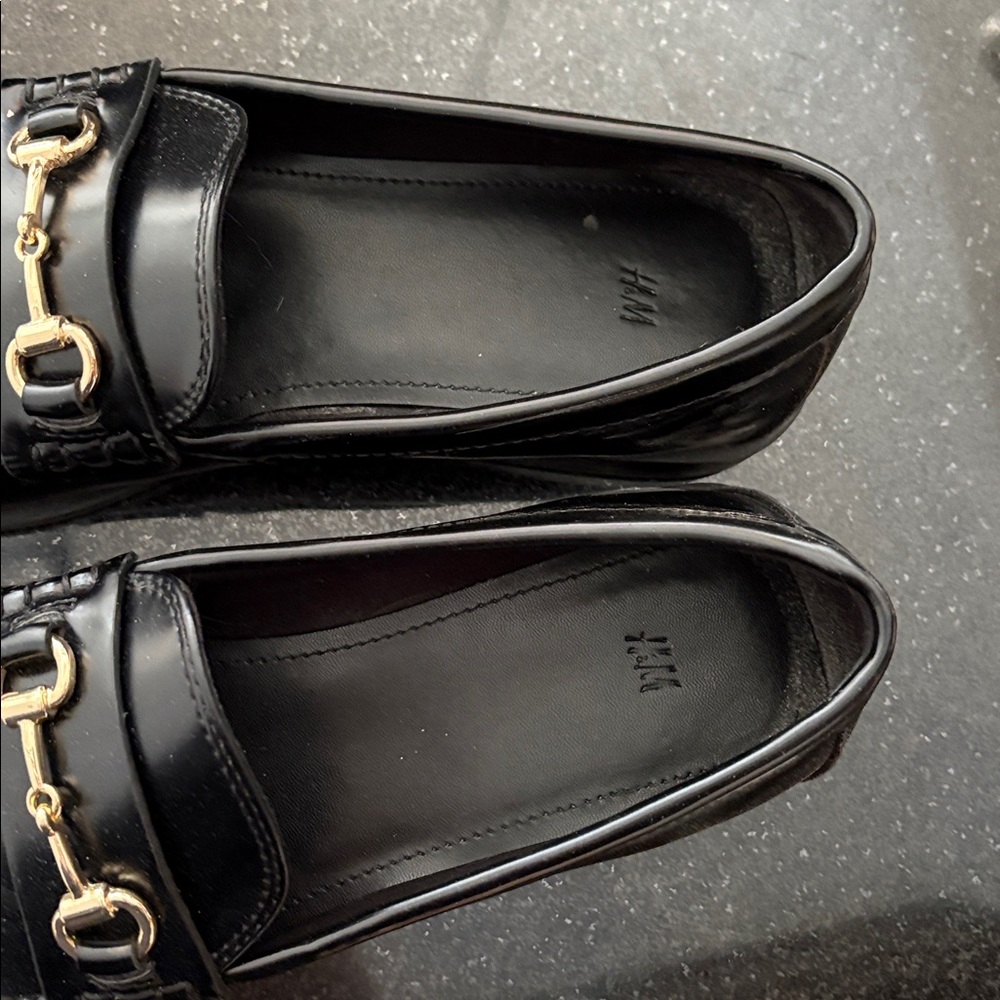 Black Loafers with Gold Accent - Picture 1 of 7